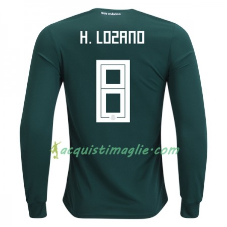 Divisa di Calcio Messico H.Lozano 8 Prima Mondiali 2018 Manica Lunga